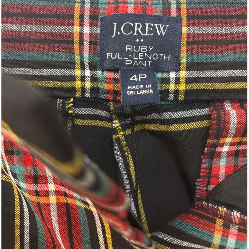 J. CREW Women's Size 4P Black Stewart‎ Tartan Stretch 